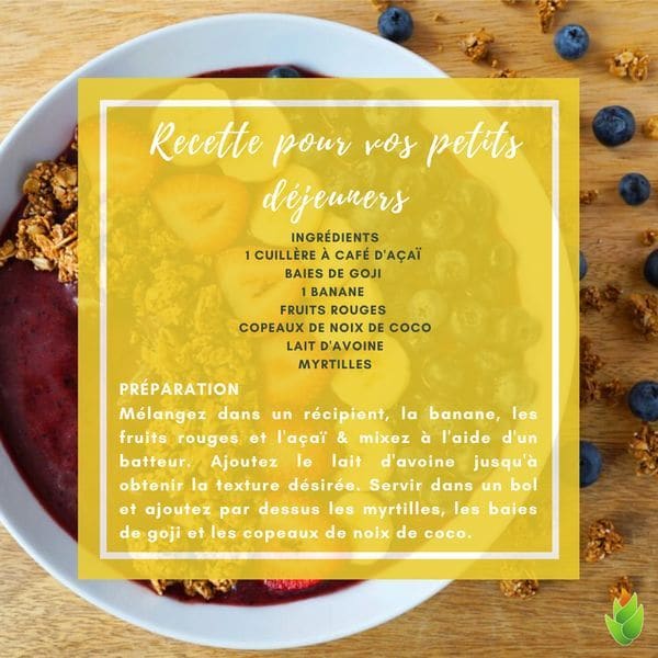 Recette d’açaï bowl pour le petit déjeuner 